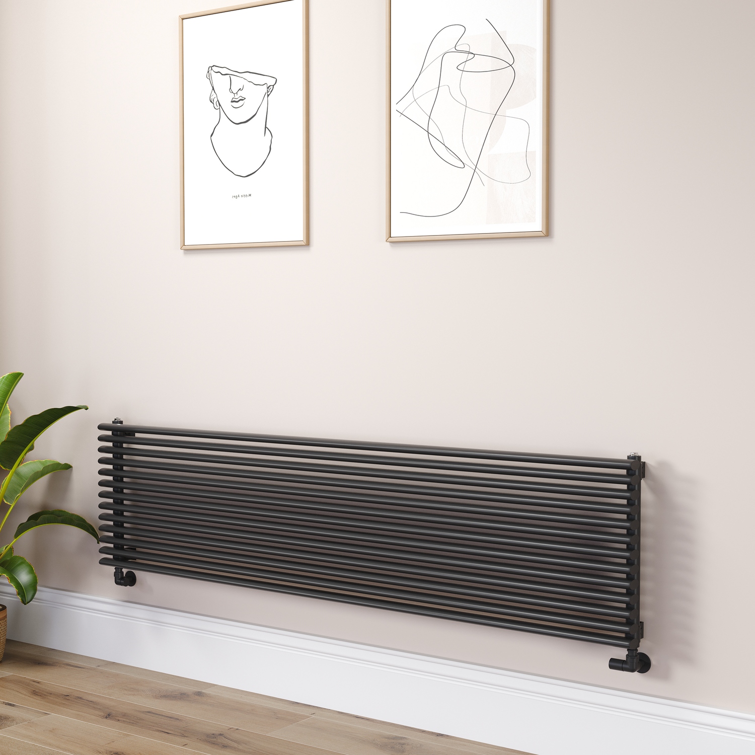 Ventura Midnight  Oval Unique Designer Radiator 455X1800mm Single Panel 4594 Btu RHS13-1800-BCOU