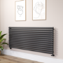 Sorrento Midnight Black Oval Designer Radiator 767x1800mm Single Panel 5532 BTU
