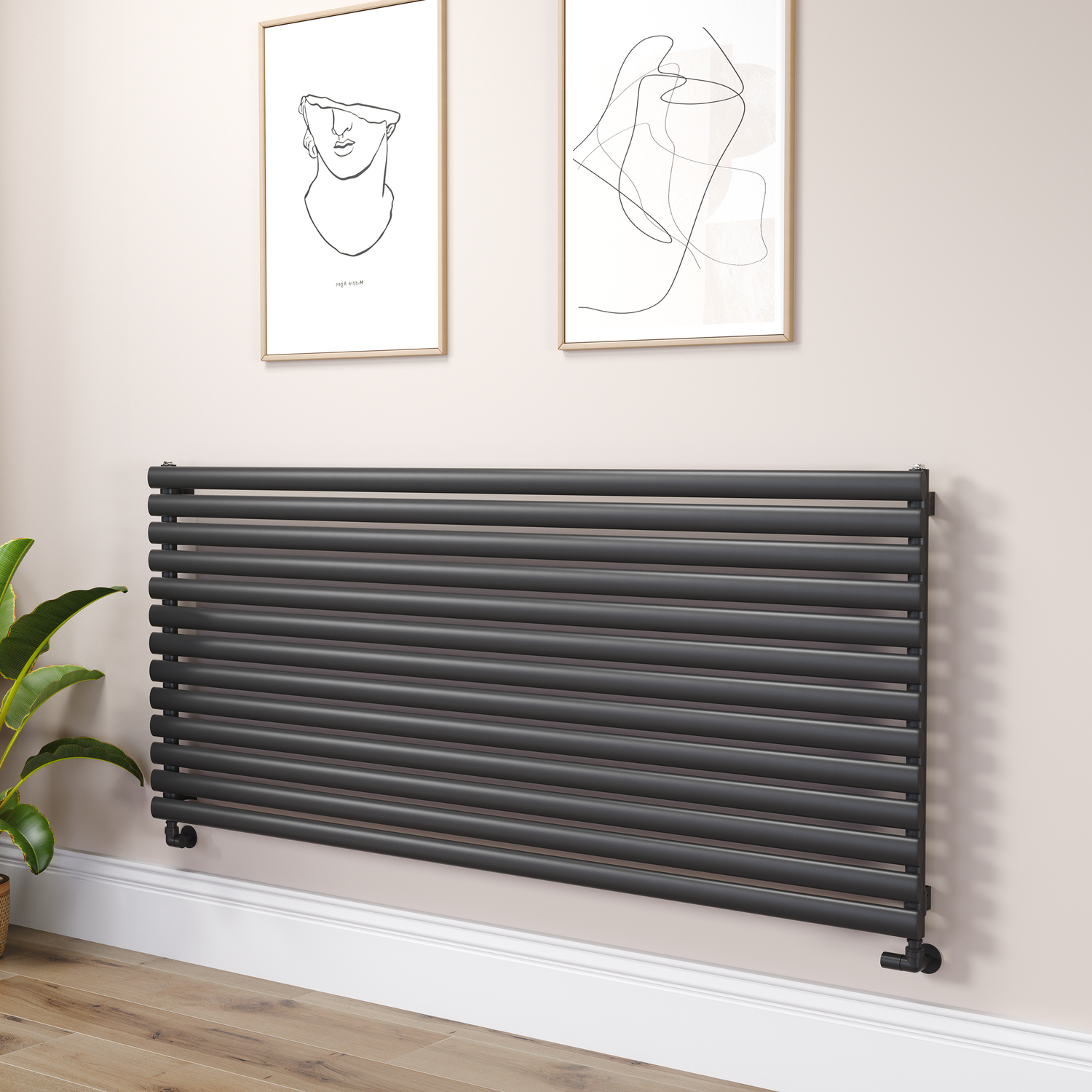 Sorrento Midnight  Oval Designer Radiator 767X1800mm Single Panel 5532 Btu RHS13-1800-BCO