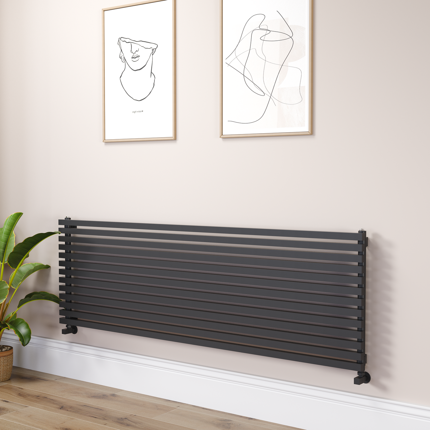 Midnight Square Designer Radiator 585x1800mm Single Panel 4744 BTU