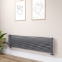 Ventura Dark Grey Anthracite Oval Unique Designer Radiator 455x1800mm Single Panel 4594 BTU