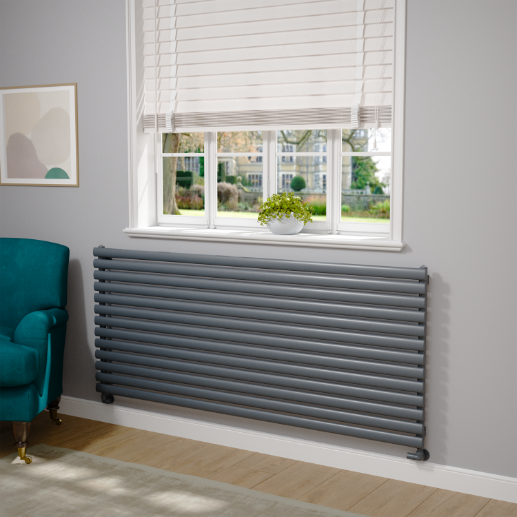 Sorrento Dark Grey Anthracite Oval Designer Radiator 767x1800mm Single Panel 5532 BTU