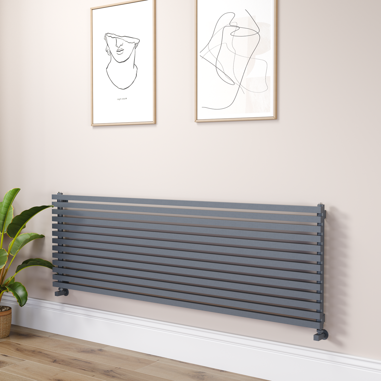 Dark Grey Anthracite Square Designer Radiator 585x1800mm Single Panel 4744 BTU