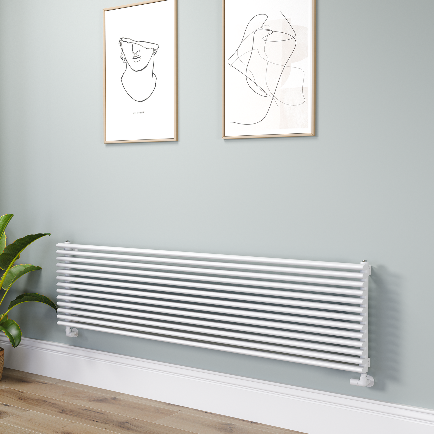 Ventura  Oval Unique Designer Radiator 455X1800mm Single Panel 4594 Btu RHS13-1800-WCOU