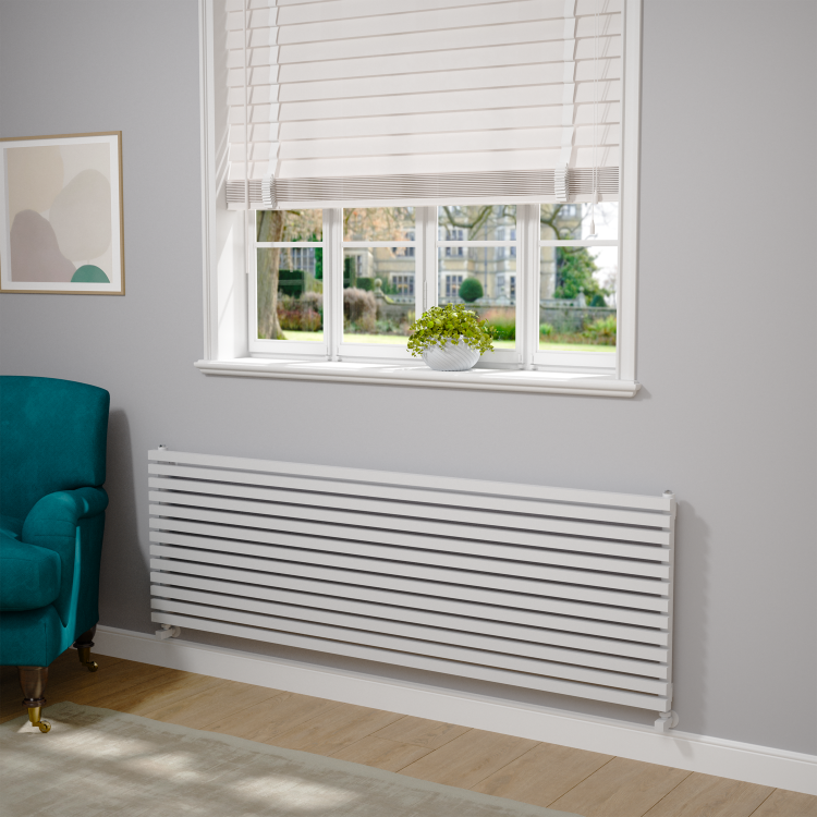 Ravello White Square Designer Radiator 585x1800mm Single Panel 4744 BTU
