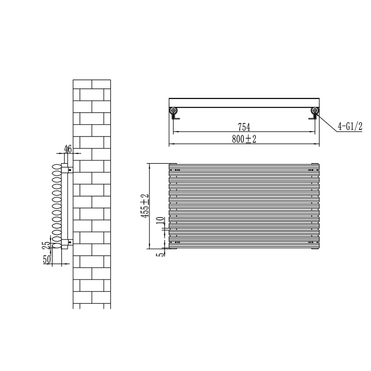 Ventura Midnight Black Oval Unique Designer Radiator 455x800mm Single Panel 1887 BTU