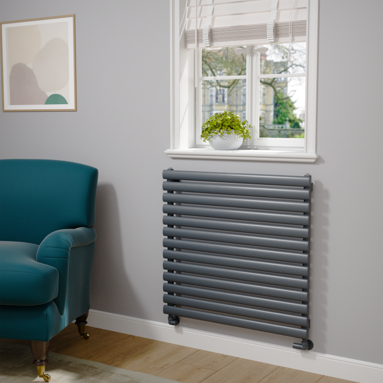 Sorrento Dark Grey Anthracite Oval Designer Radiator 767x800mm Single Panel 2577 BTU