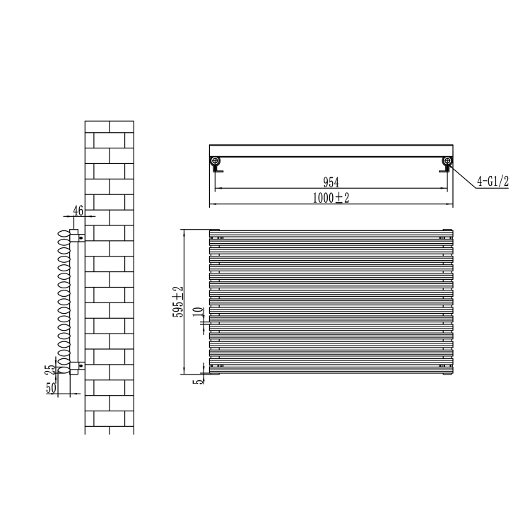 Ventura Midnight Black Oval Unique Designer Radiator 595x1000mm Single Panel 3072 BTU