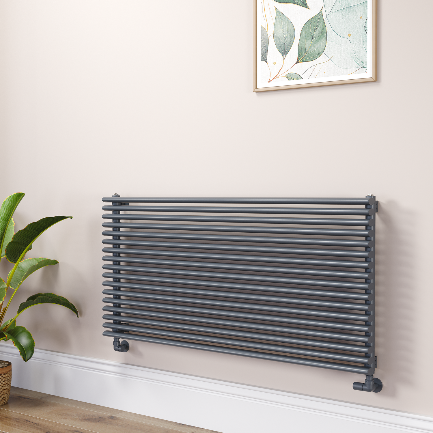 Ventura Dark Grey Anthracite Oval Unique Designer Radiator 595X1200mm Single Panel 3785 Btu RHS17-1200-DGCOU