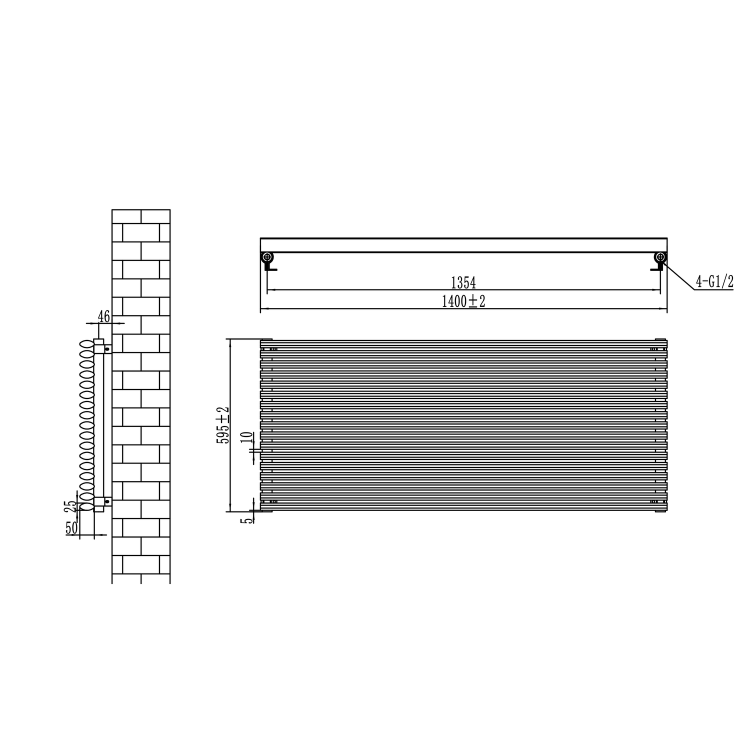 Ventura Dark Grey Anthracite Oval Unique Designer Radiator 595x1200mm Single Panel 3785 BTU
