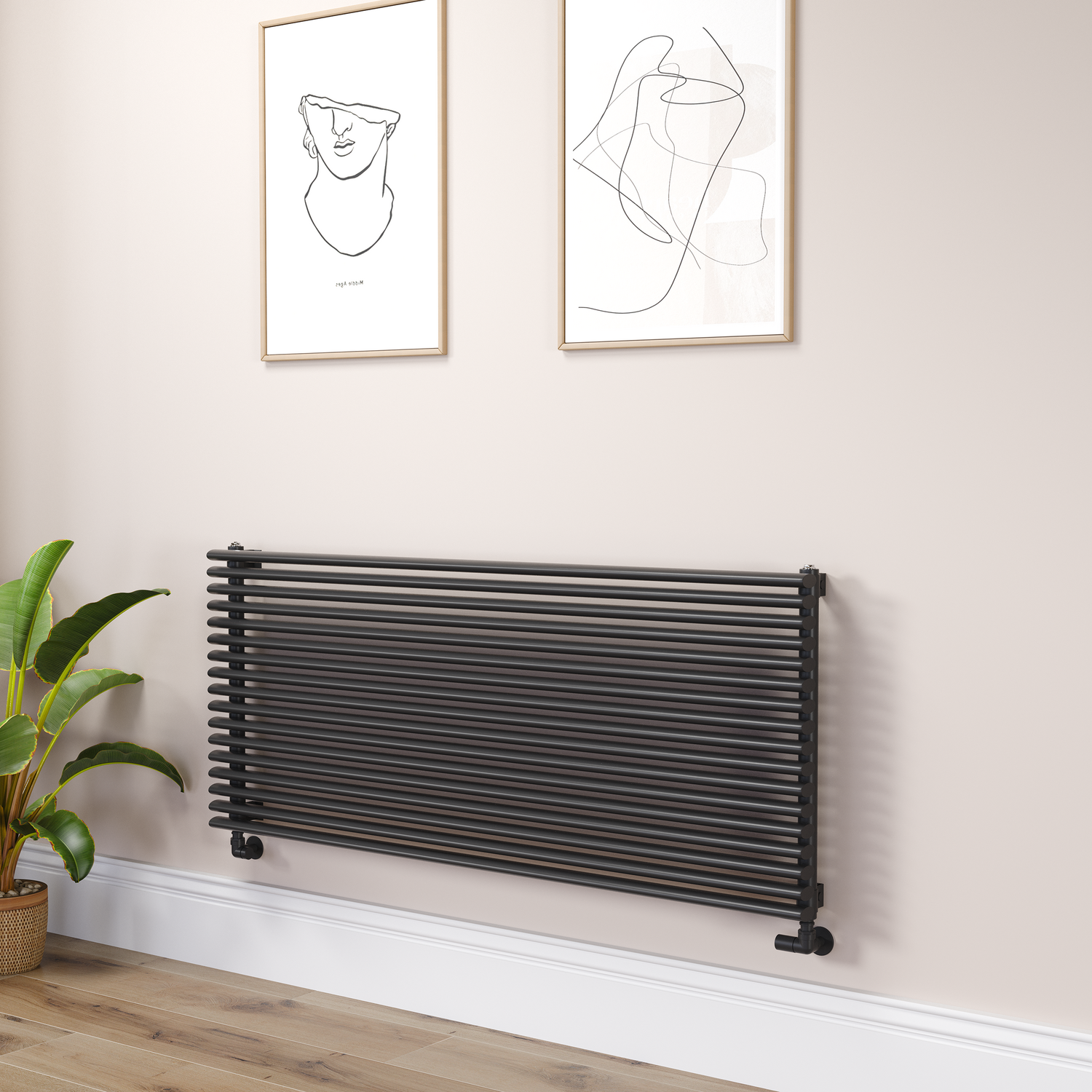 Midnight Oval Unique Designer Radiator 595x1400mm Single Panel 4498 BTU
