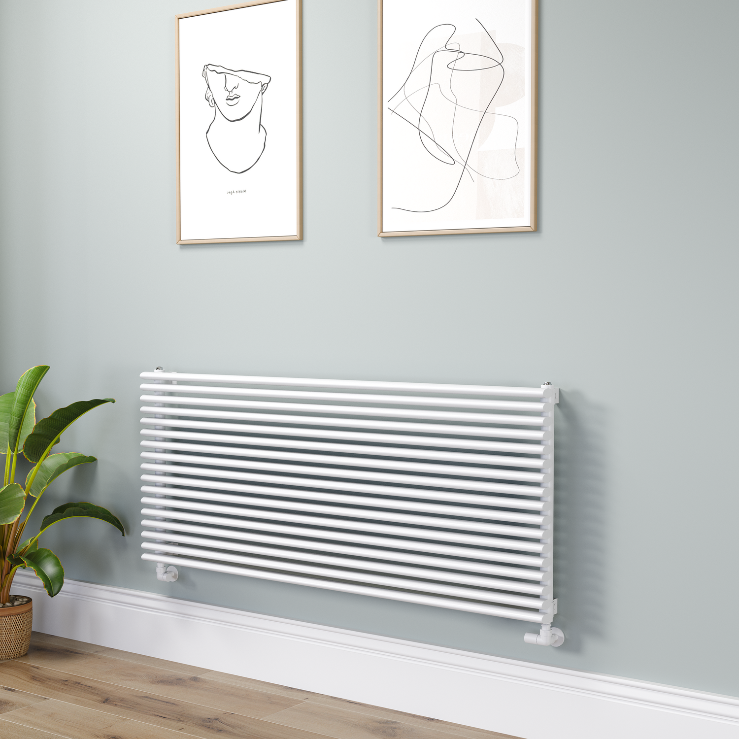 Ventura  Oval Unique Designer Radiator 595X1400mm Single Panel 4498 Btu RHS17-1400-WCOU