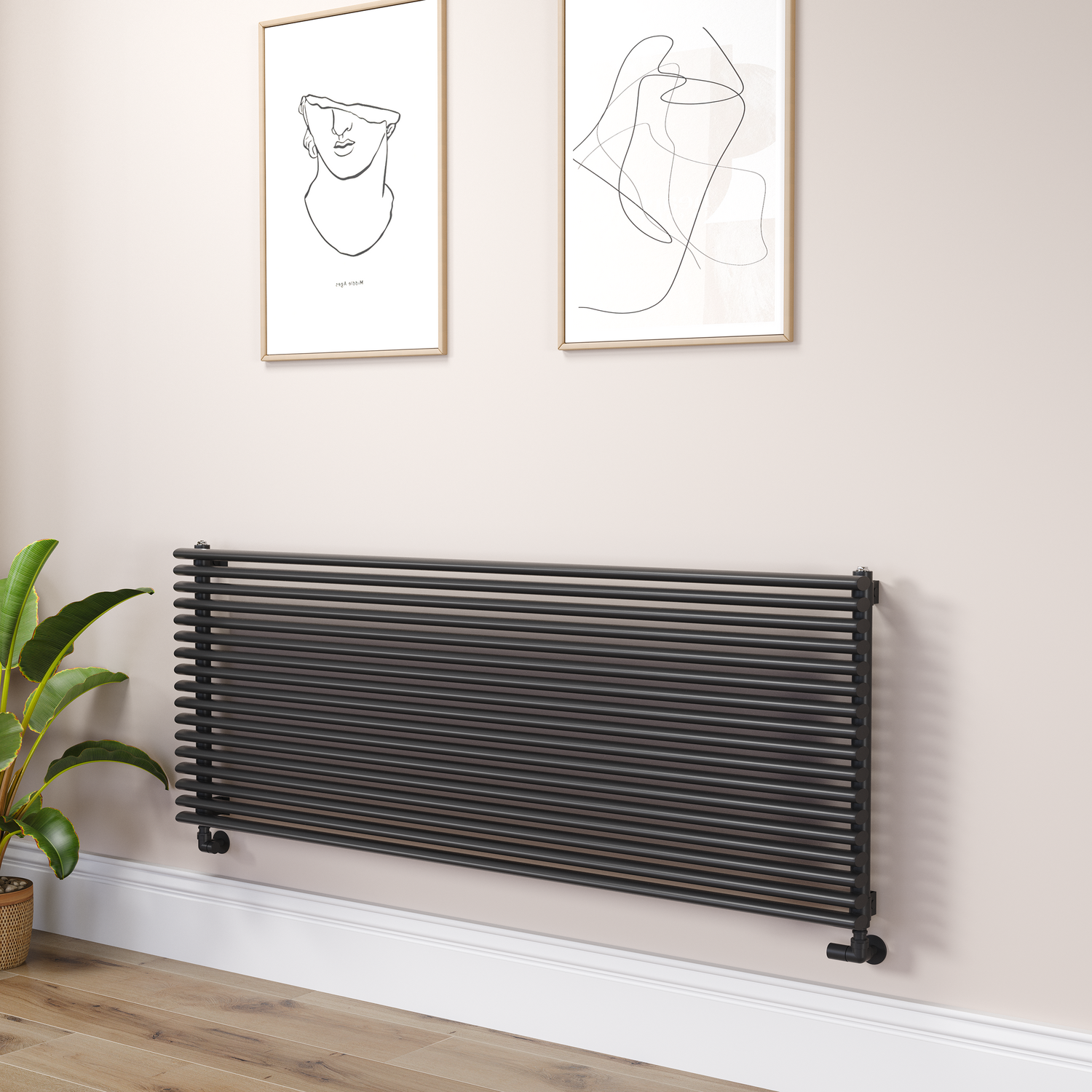 Ventura Midnight  Oval Unique Designer Radiator 595X1600mm Single Panel 5212 Btu RHS17-1600-BCOU