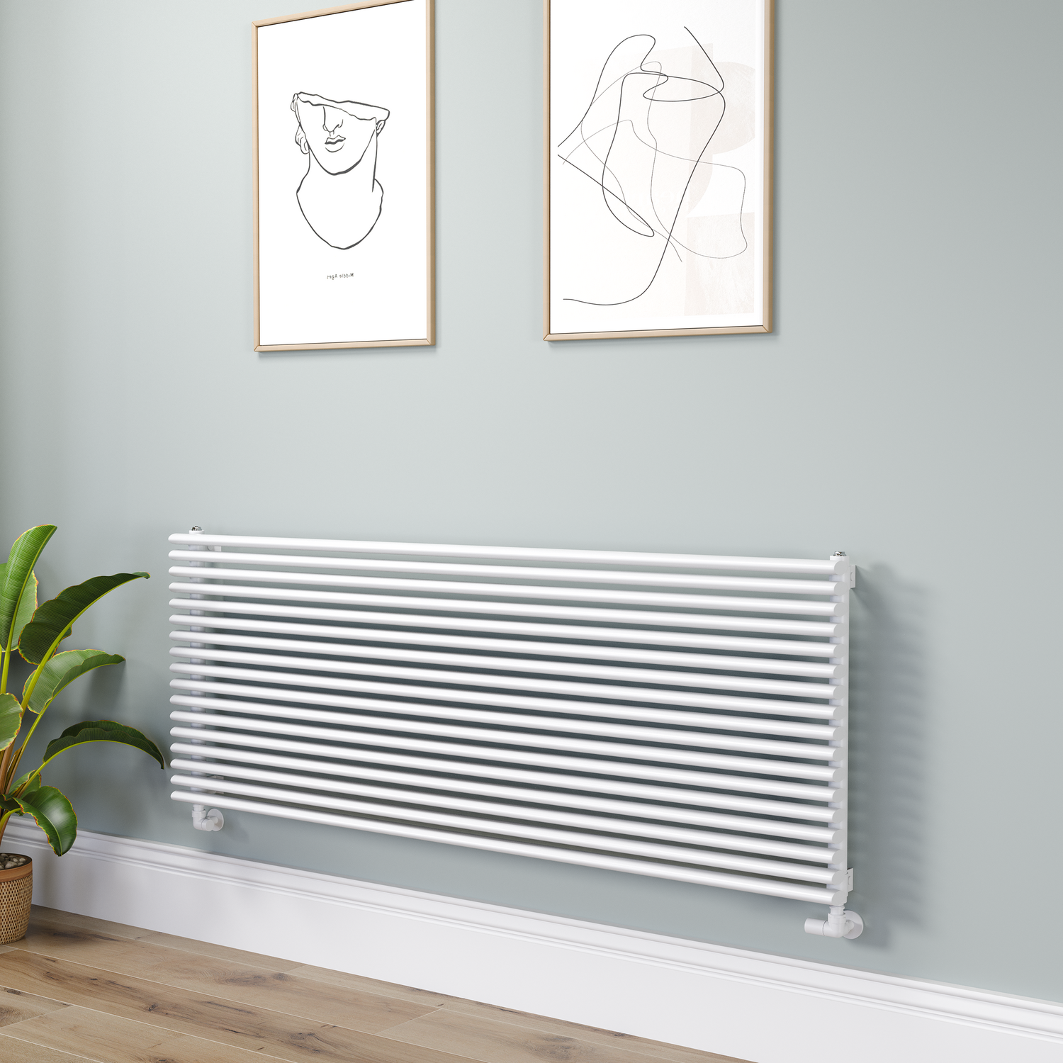 Ventura  Oval Unique Designer Radiator 595X1600mm Single Panel 5212 Btu RHS17-1600-WCOU