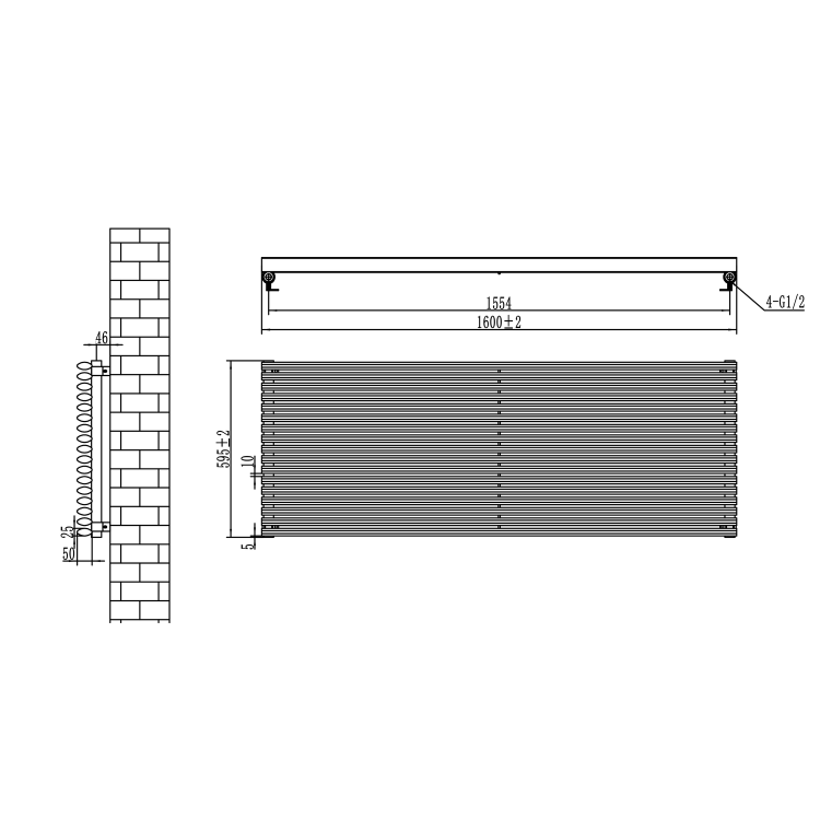 Ventura White Oval Unique Designer Radiator 595x1600mm Single Panel 5212 BTU