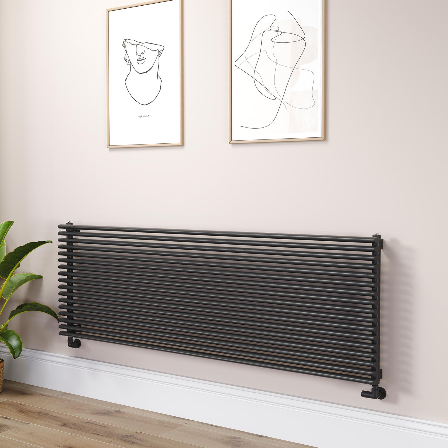 Ventura Midnight  Oval Unique Designer Radiator 595X1800mm Single Panel 5928 Btu RHS17-1800-BCOU