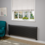Ventura Midnight Black Oval Unique Designer Radiator 595x1800mm Single Panel 5928 BTU