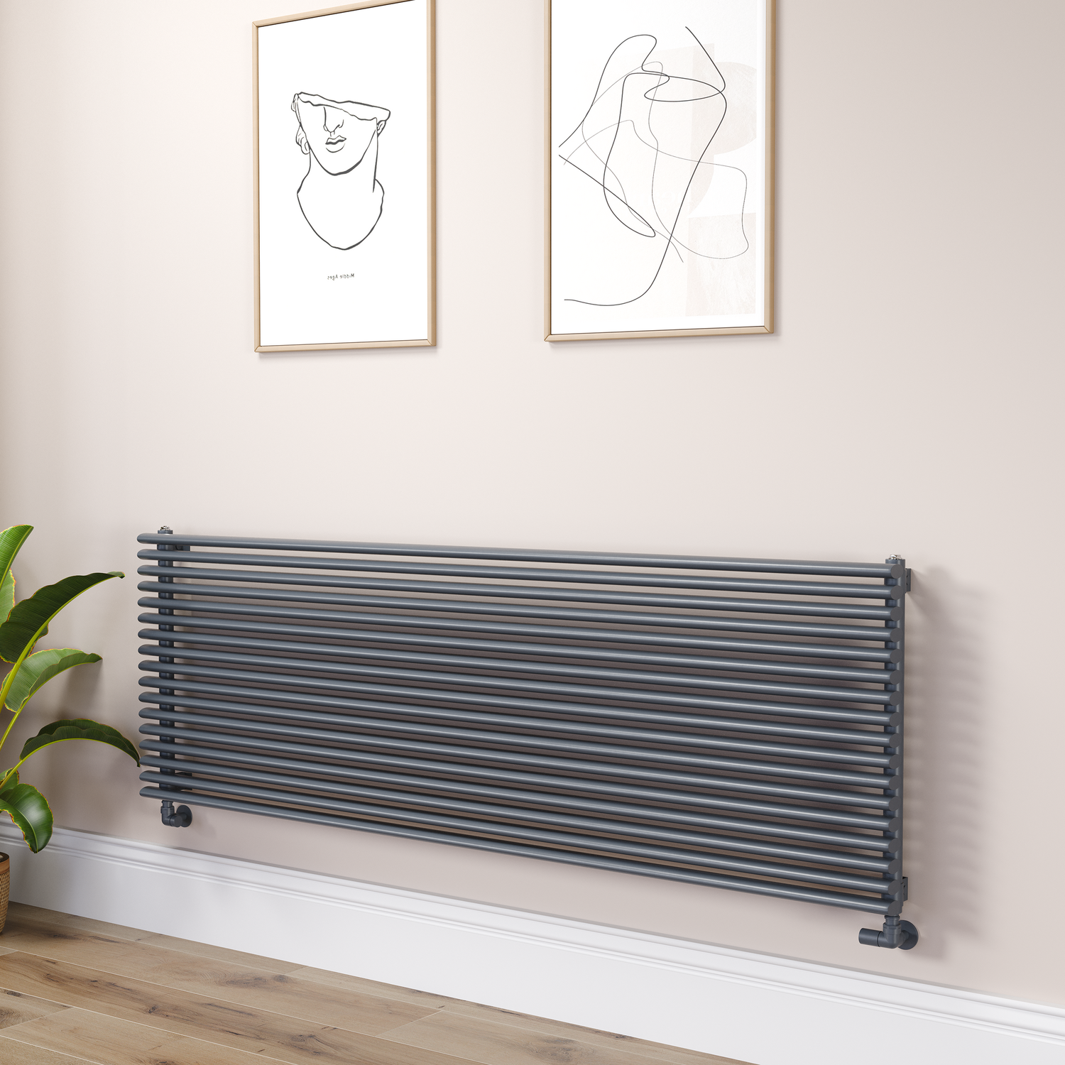 Ventura Dark Grey Anthracite Oval Unique Designer Radiator 595X1800mm Single Panel 5928 Btu RHS17-1800-DGCOU