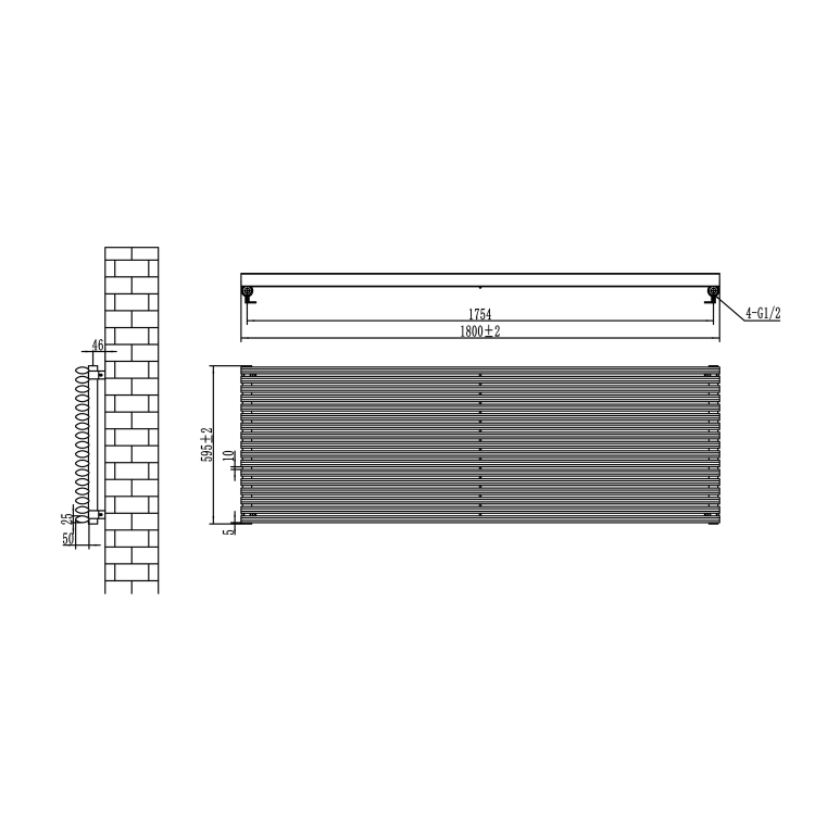 Ventura Dark Grey Anthracite Oval Unique Designer Radiator 595x1800mm Single Panel 5928 BTU