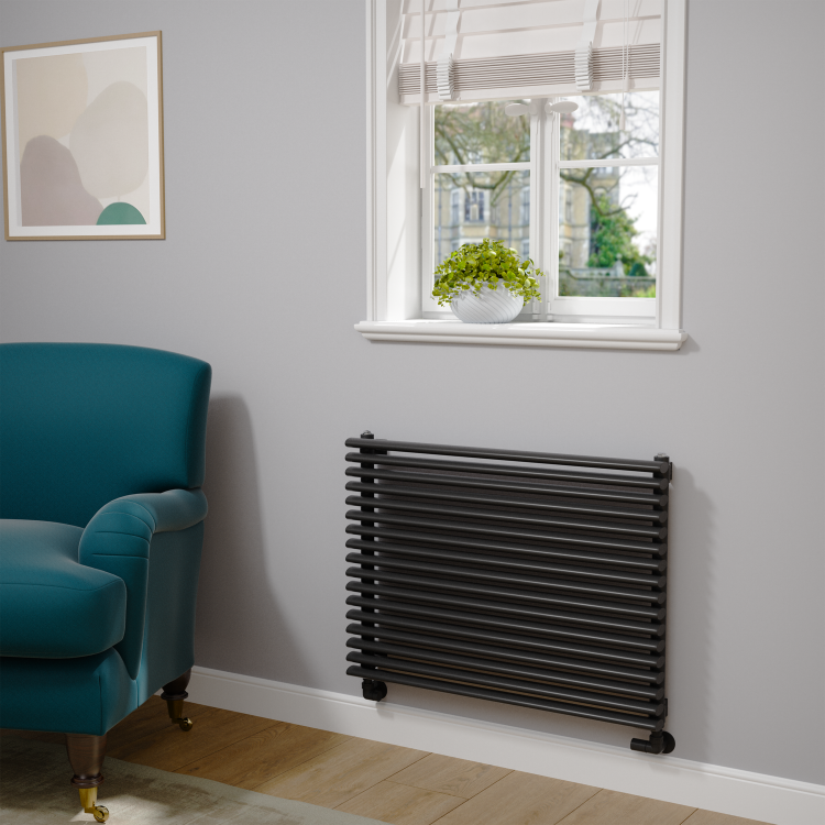 Ventura Midnight Black Oval Unique Designer Radiator 595x800mm Single Panel 2386 BTU