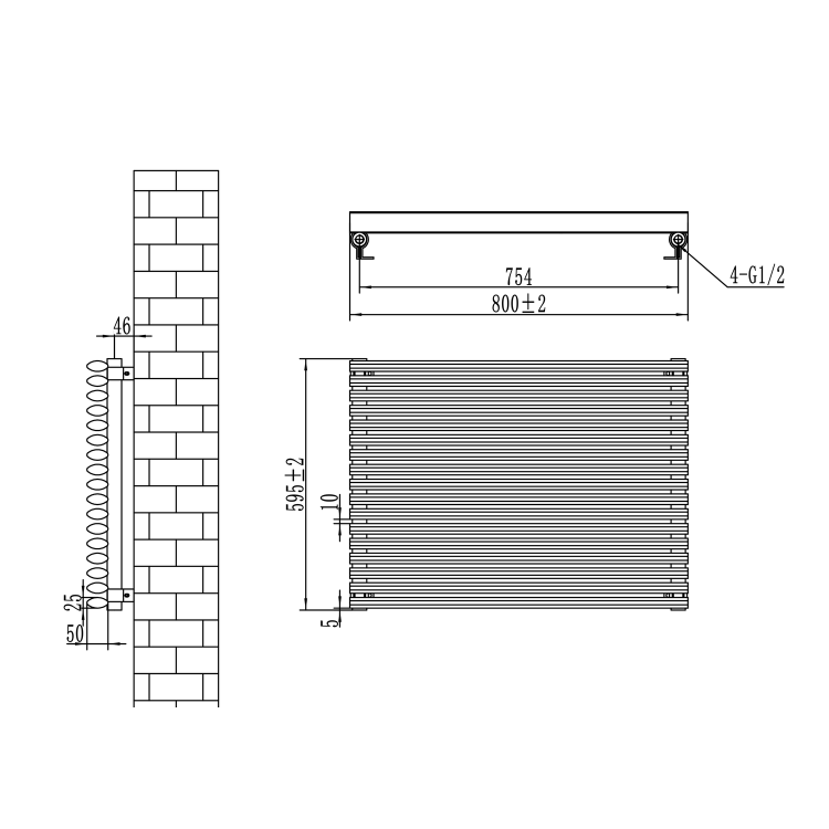 Ventura Midnight Black Oval Unique Designer Radiator 595x800mm Single Panel 2386 BTU