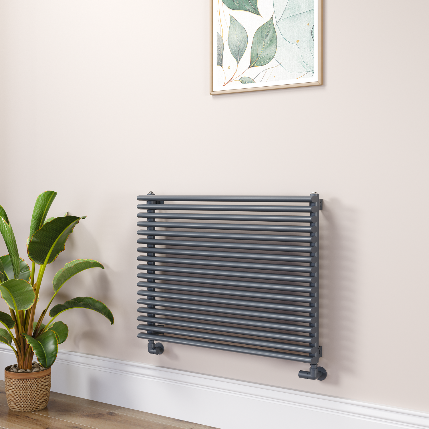 Dark Grey Anthracite Oval Unique Designer Radiator 595x800mm Single Panel 2386 BTU