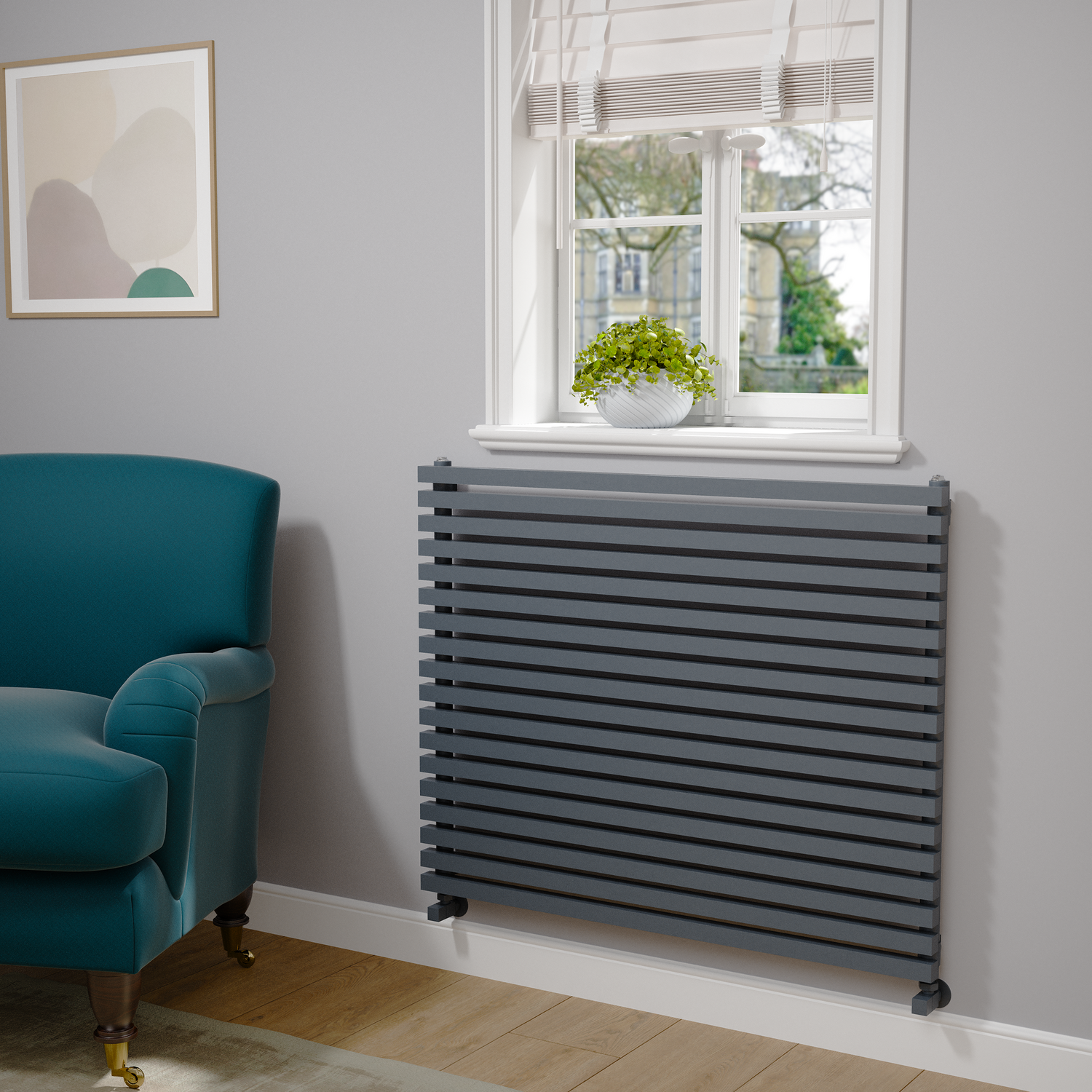 Ravello Linea Dark Grey Anthracite Square Designer Radiator 810x1000mm Ravello Linea Dark Grey Anthracite Square Designer Radiator 810x1000mm