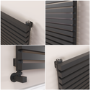 Ravello Midnight Black Square Designer Radiator 810x1400mm Single Panel 5235 BTU