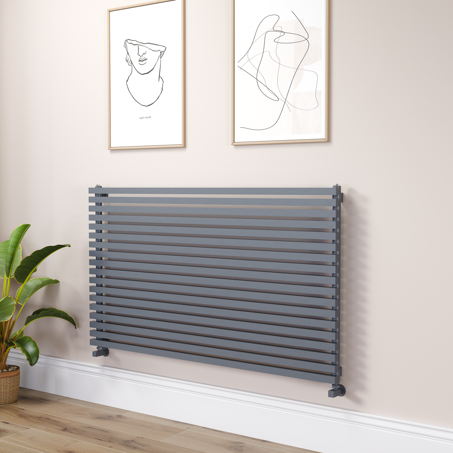 Dark Grey Anthracite Square Designer Radiator 810x1400mm Single Panel 5235 BTU