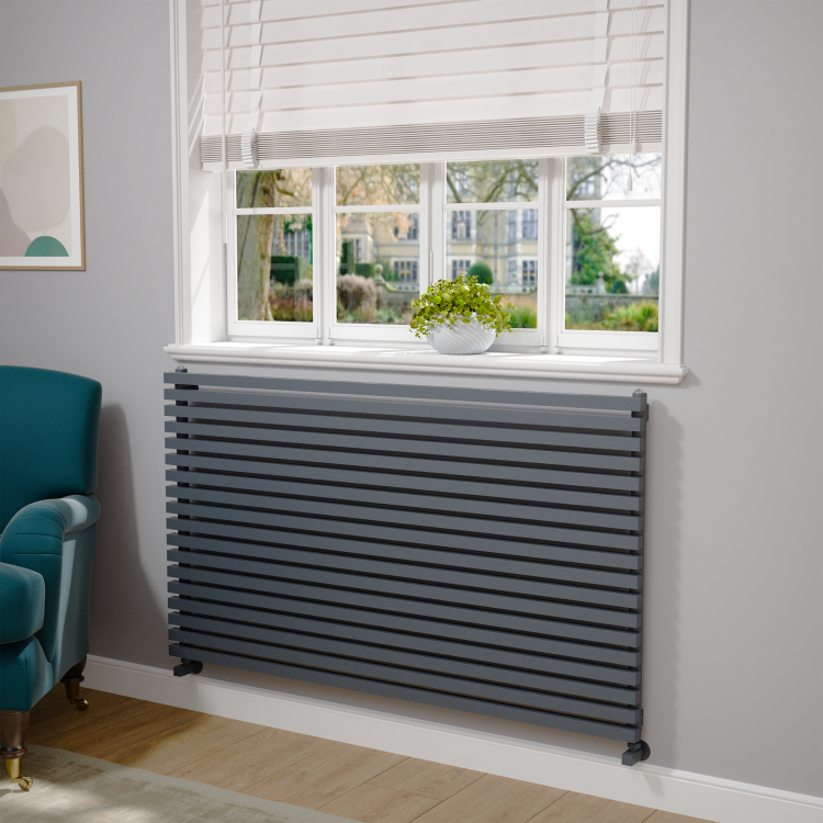 Ravello Dark Grey Anthracite Square Designer Radiator 810x1400mm Single Panel 5235 BTU