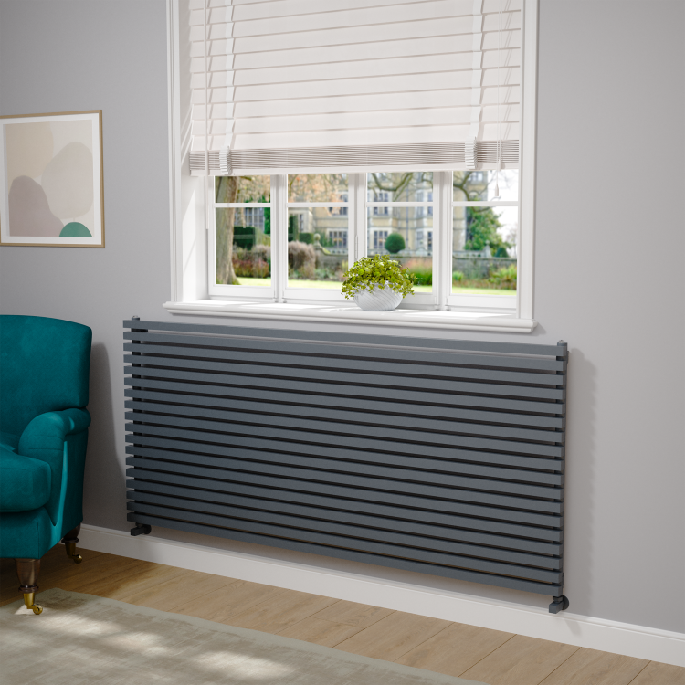 Ravello Dark Grey Anthracite Square Designer Radiator 810x1800mm Single Panel 6570 BTU