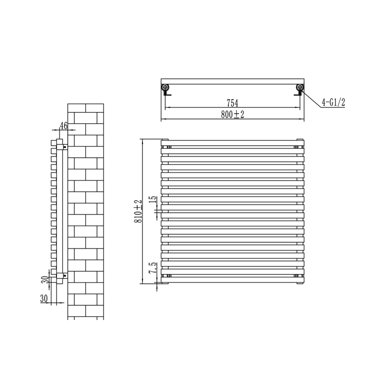 Ravello White Square Designer Radiator 810x800mm Single Panel 3150 BTU
