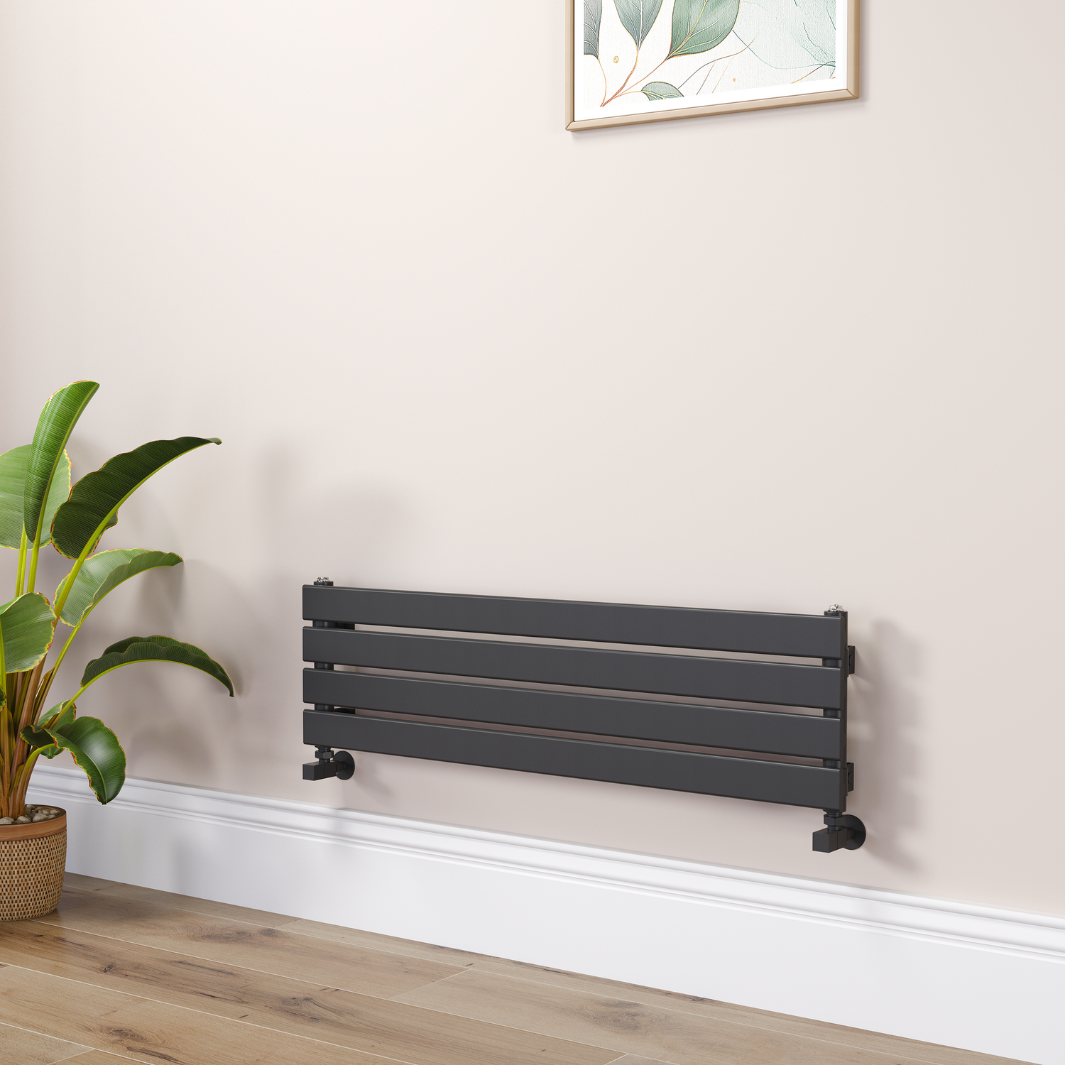 Riace Midnight  Flat Designer Radiator 280X1000mm Single Panel 1082 Btu RHS4-1000-BCF