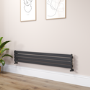 Riace Midnight Black Flat Designer Radiator 280x1600mm Single Panel 1686 BTU