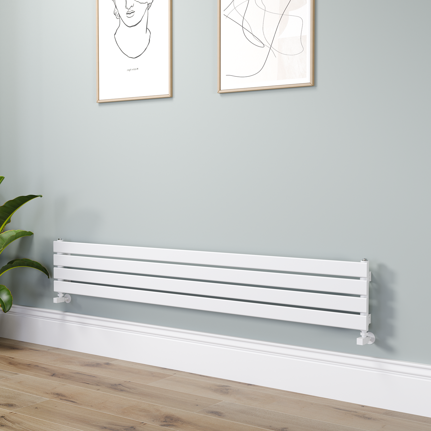 Riace  Flat Designer Radiator 280X1800mm Single Panel 1898 Btu RHS4-1800-WCF