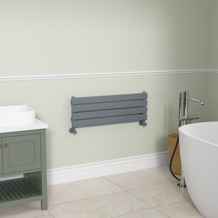 Riace Dark Grey Anthracite Flat Designer Radiator 280x800mm Single Panel 884 BTU