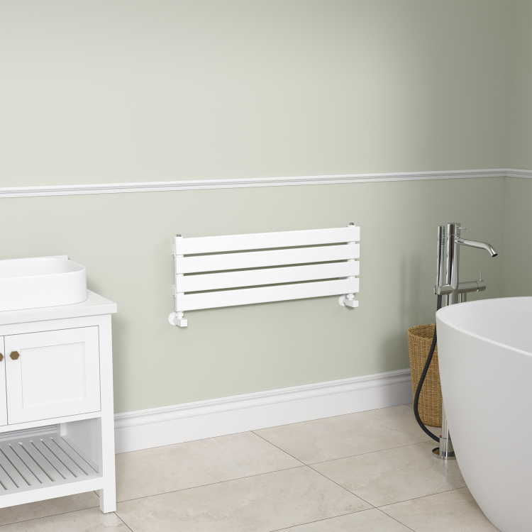 Riace White Flat Designer Radiator 280x800mm Single Panel 884 BTU