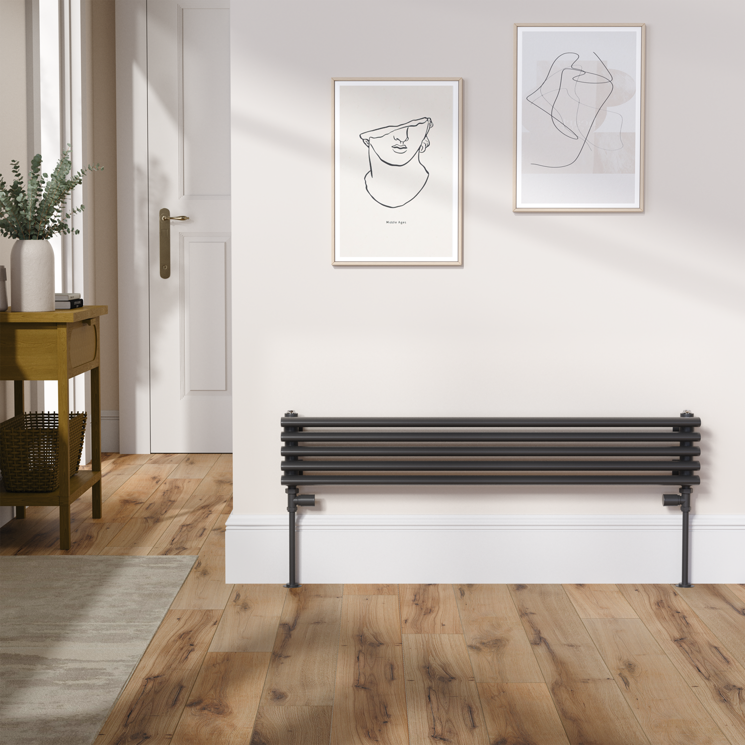 Ventura Midnight  Oval Unique Designer Radiator 175X1000mm Single Panel 945 Btu RHS5-1000-BCOU
