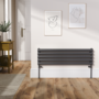 Sorrento Midnight Black Oval Designer Radiator 295x1000mm Single Panel 1212 BTU