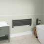 Sorrento Midnight Black Oval Designer Radiator 295x1000mm Single Panel 1212 BTU