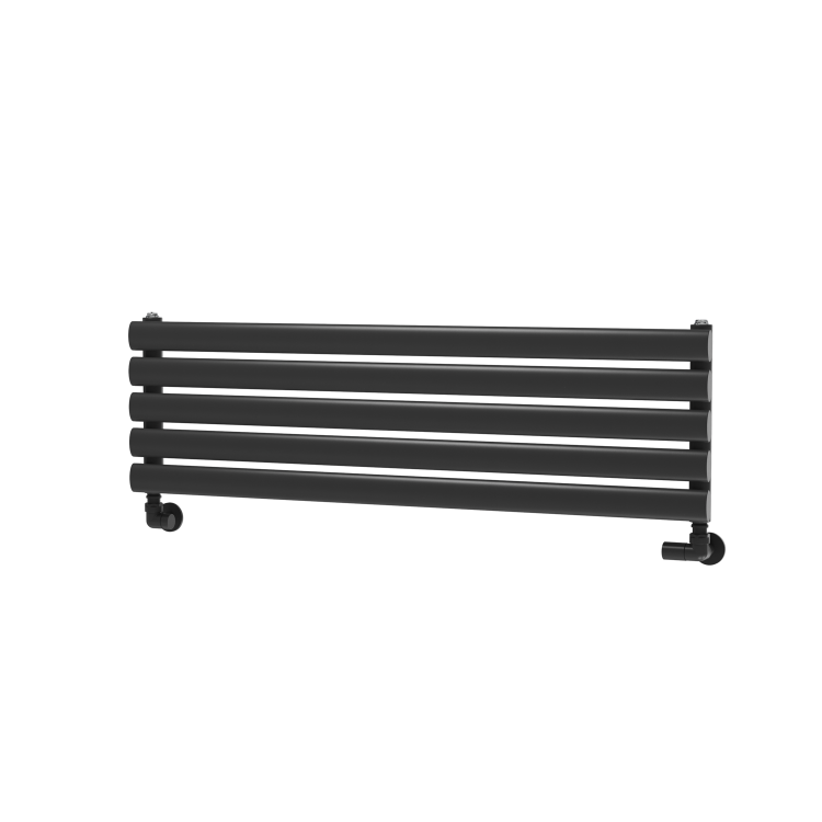 Sorrento Midnight Black Oval Designer Radiator 295x1000mm Single Panel 1212 BTU