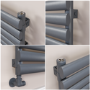 Sorrento Dark Grey Anthracite Oval Designer Radiator 295x1000mm Single Panel 1212 BTU