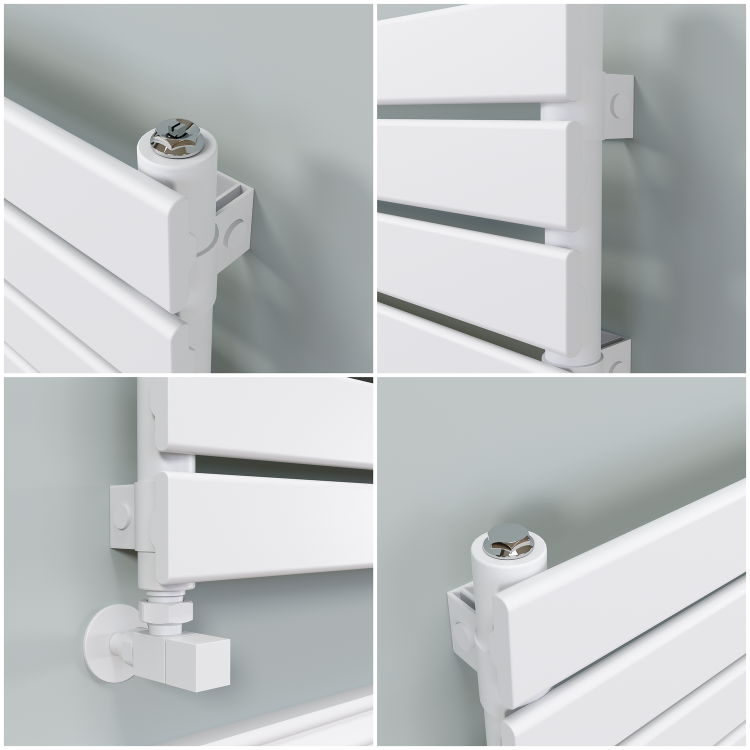 Riace White Flat Designer Radiator 350x1000mm Single Panel 1352 BTU