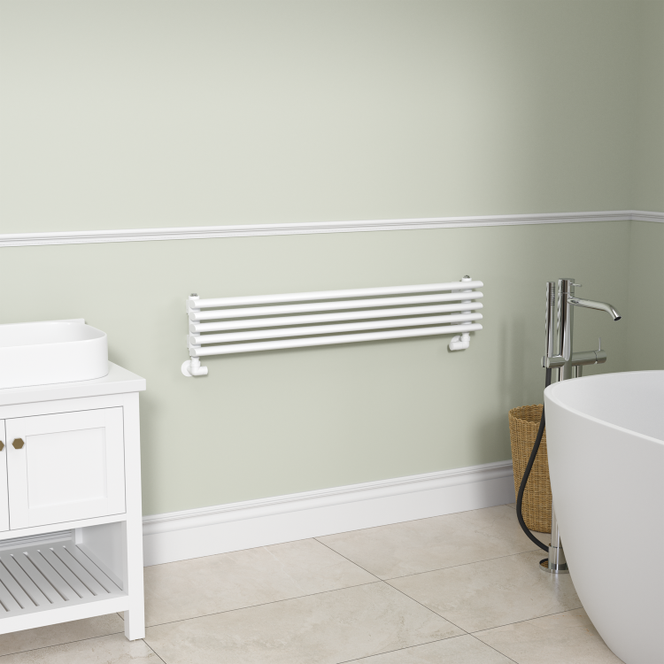 Ventura White Oval Unique Designer Radiator 175x1000mm Single Panel 945 BTU