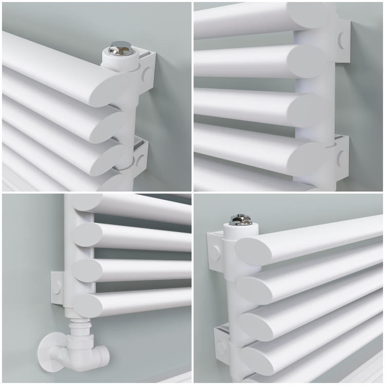 Ventura White Oval Unique Designer Radiator 175x1000mm Single Panel 945 BTU