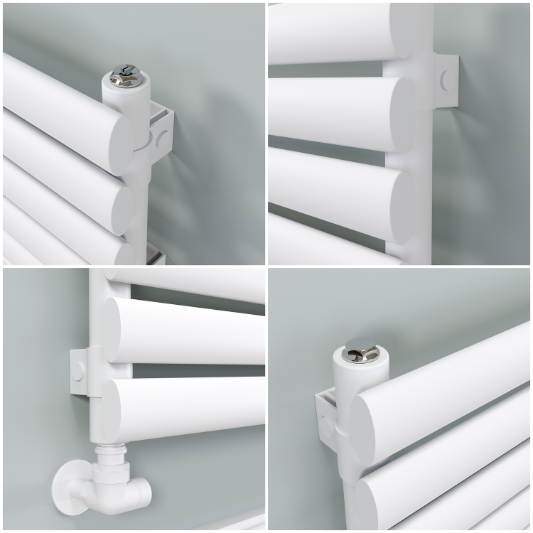 Sorrento White Oval Designer Radiator 295x1000mm Single Panel 1212 BTU