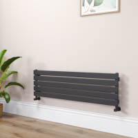Riace Midnight Black Flat Designer Radiator 350x1200mm Single Panel 1601 BTU
