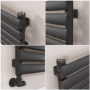Sorrento Midnight Black Oval Designer Radiator 295x1200mm Single Panel 1433 BTU