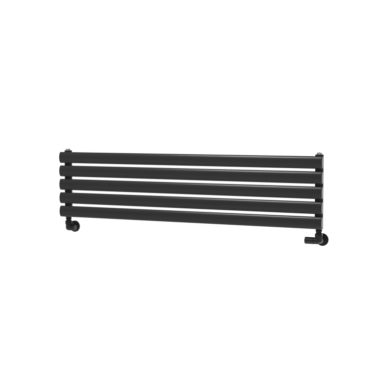 Sorrento Midnight Black Oval Designer Radiator 295x1200mm Single Panel 1433 BTU