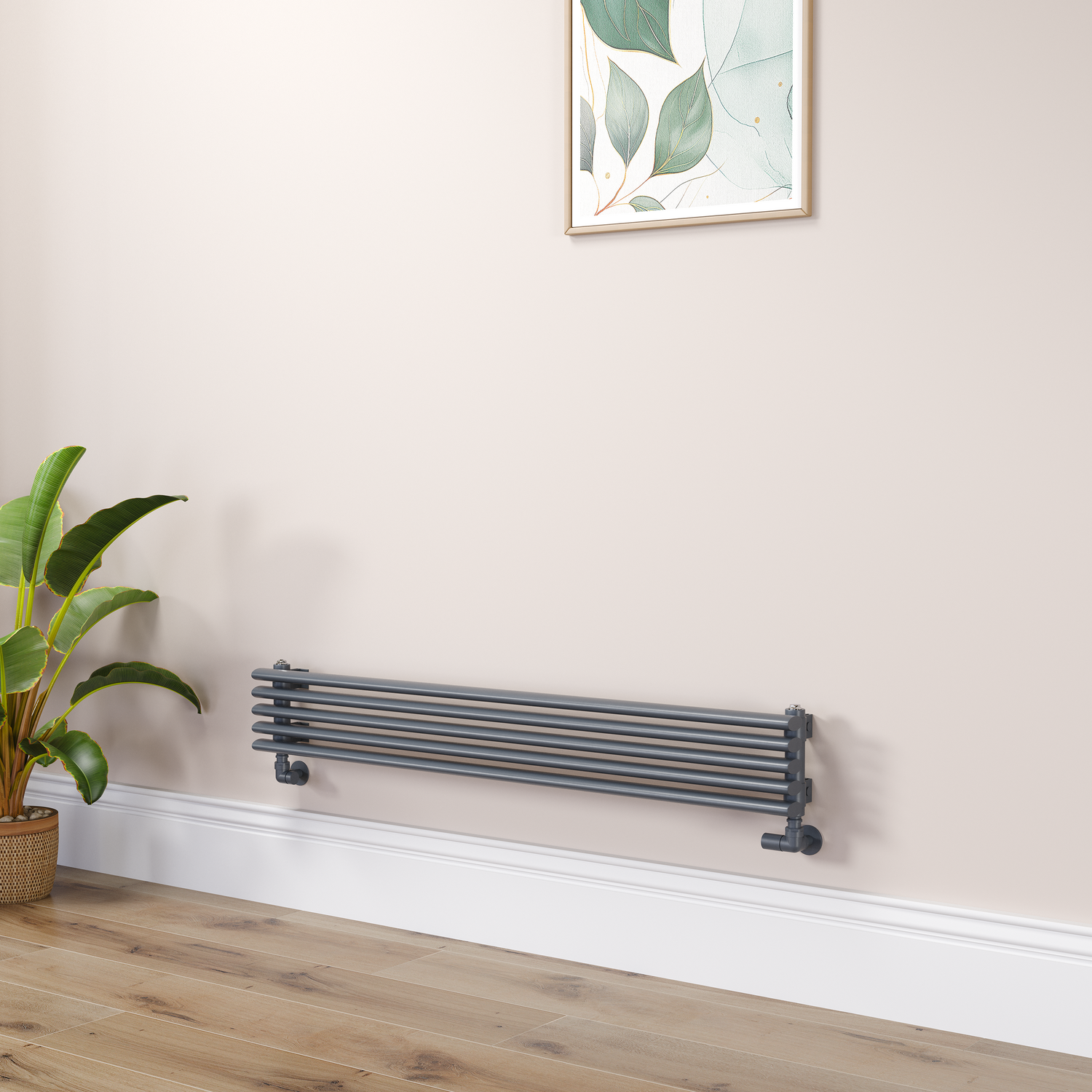 Ventura Dark Grey Anthracite Oval Unique Designer Radiator 175X1200mm Single Panel 1147 Btu RHS5-1200-DGCOU